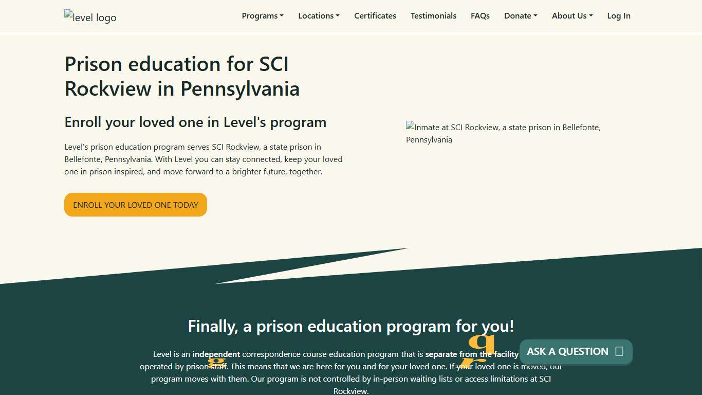 Prison Education For SCI Rockview - Level
