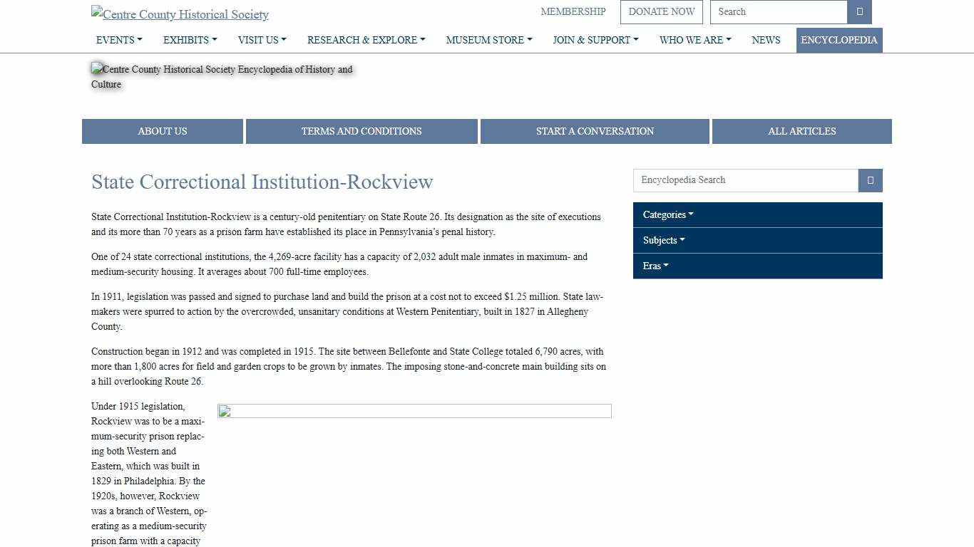 State Correctional Institution-Rockview - Centre County Encyclopedia of History & Culture